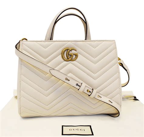 gucci marmont top handle small white|Gucci Marmont shoulder bag.